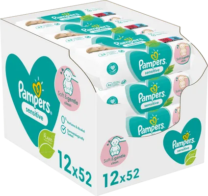 Levně Pampers Sensitive vlhčené ubrousky 12x52 ks