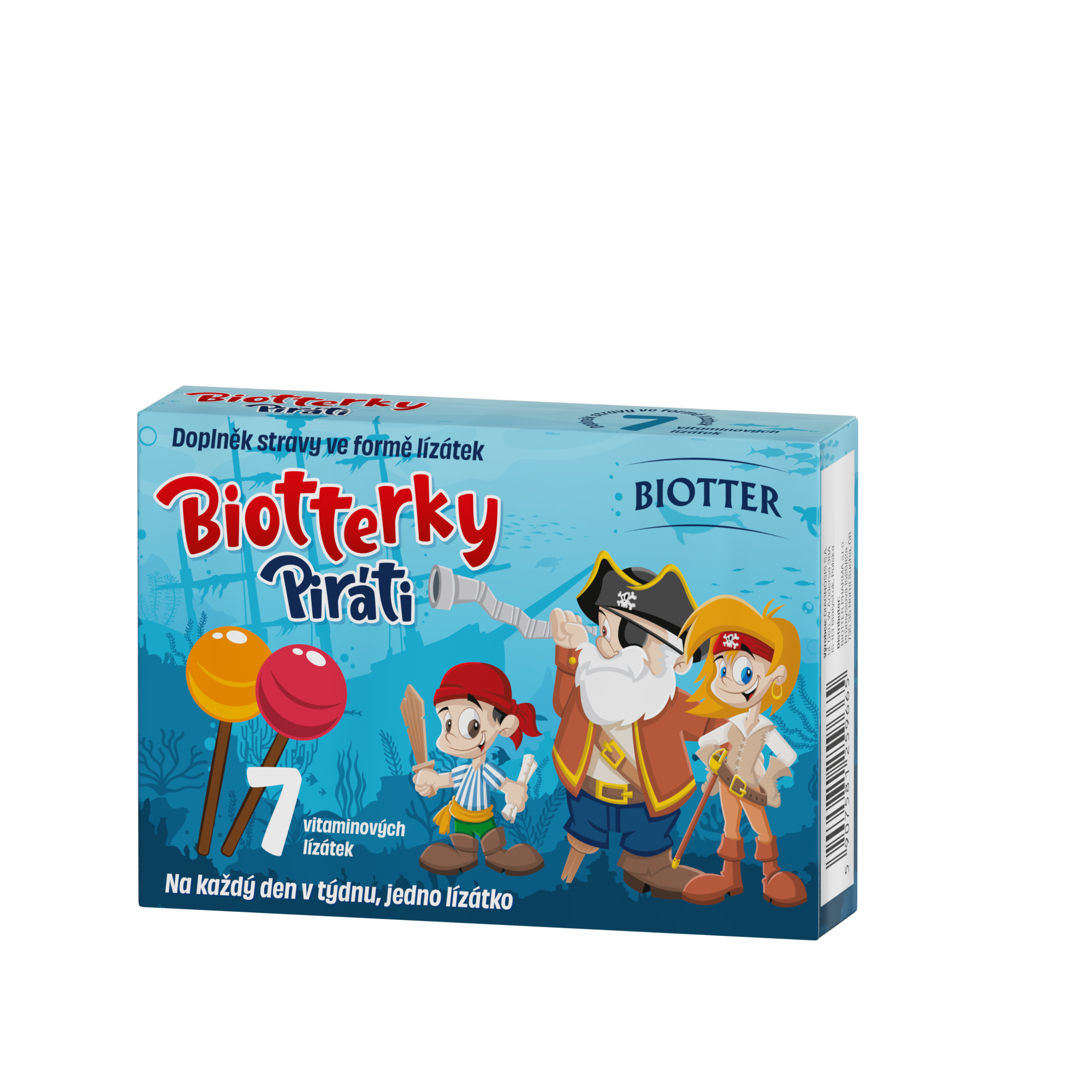 Levně Biotterky vitamínová lízátka Piráti 7ks