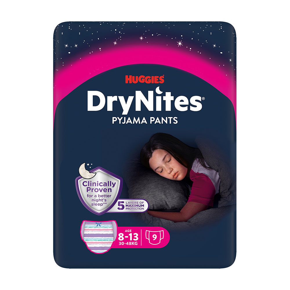 Levně DryNites kalhotky absorpční pro dívky 8-13 let (30-48kg) 9ks