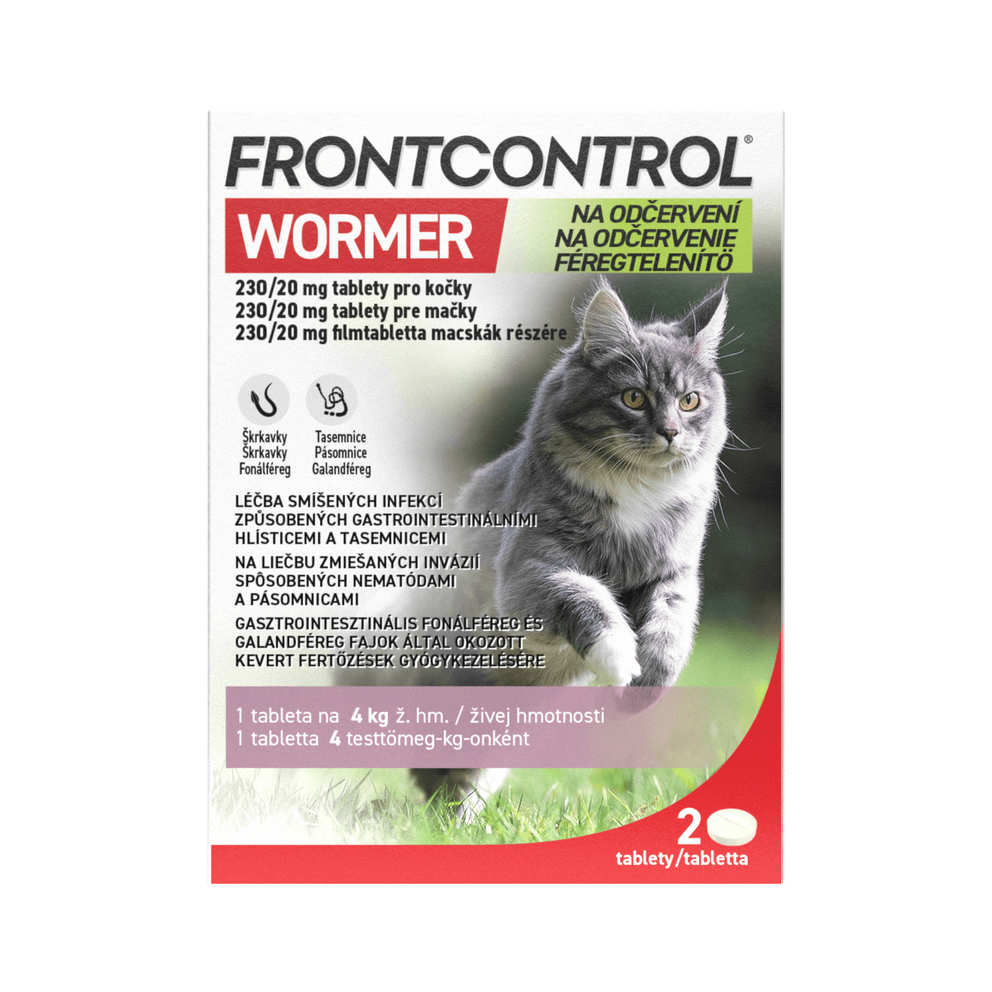 Levně Frontcontrol Wormer 230/20mg pro kočky 2 tablety