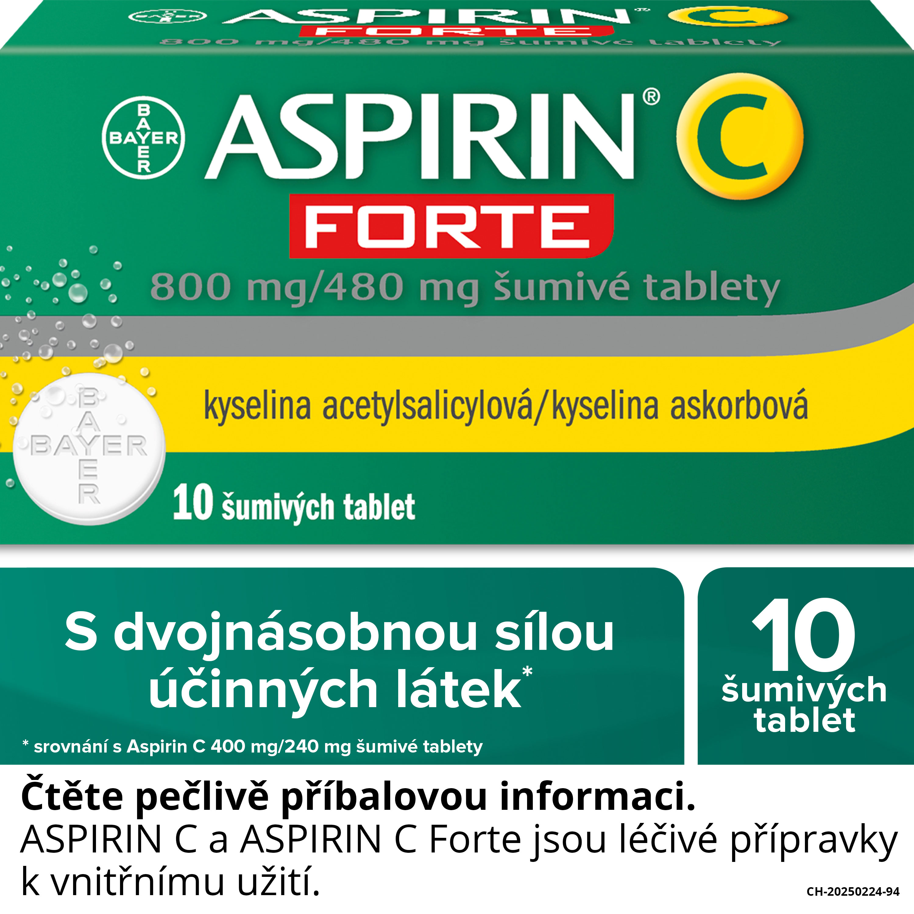 Levně Aspirin C Forte 800mg/480mg 10 šumivých tablet