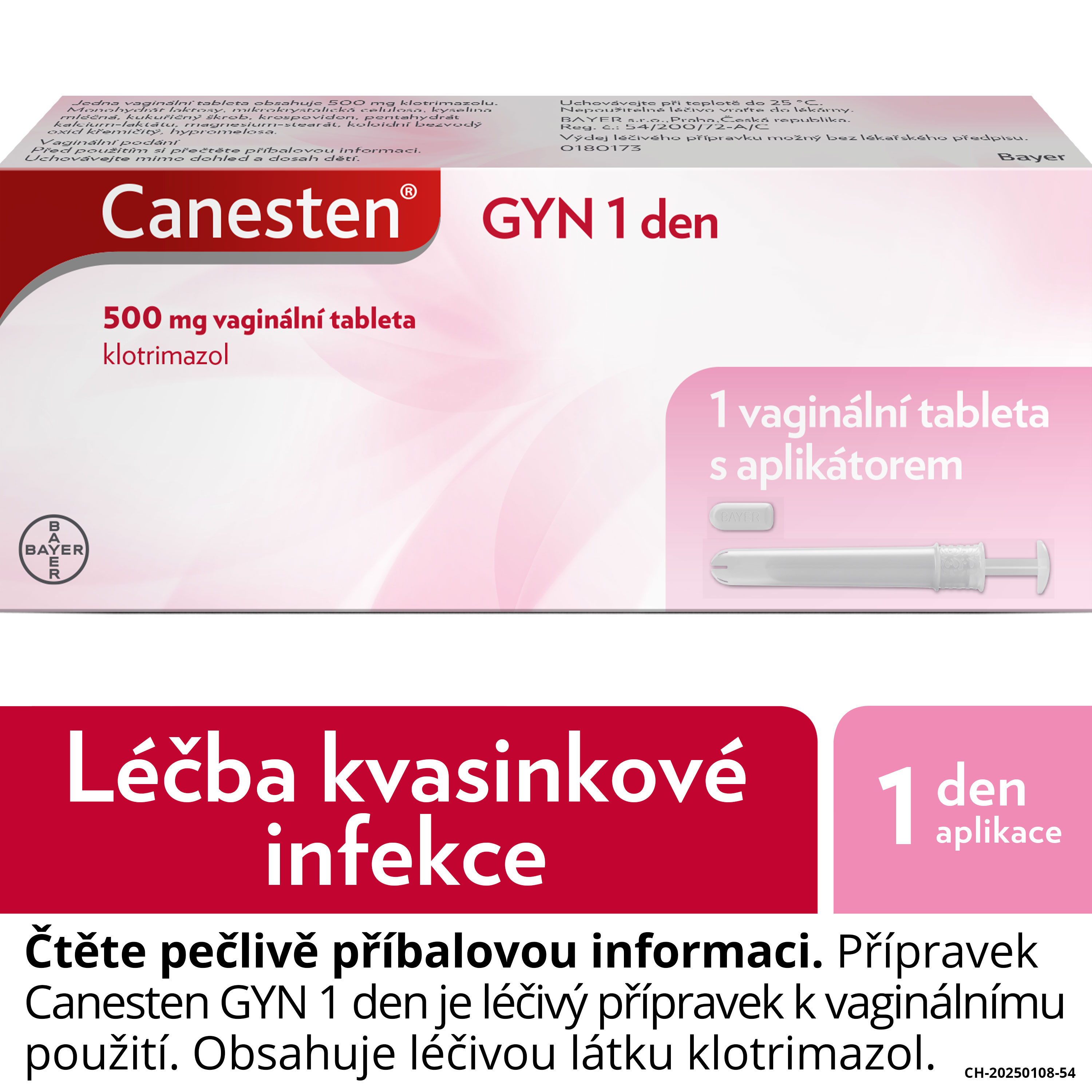 Levně Canesten Gyn 1 den 500mg, 1 vaginální tableta