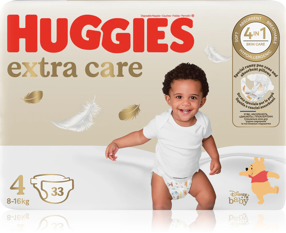 Levně HUGGIES extra care 4 8-16kg 33ks
