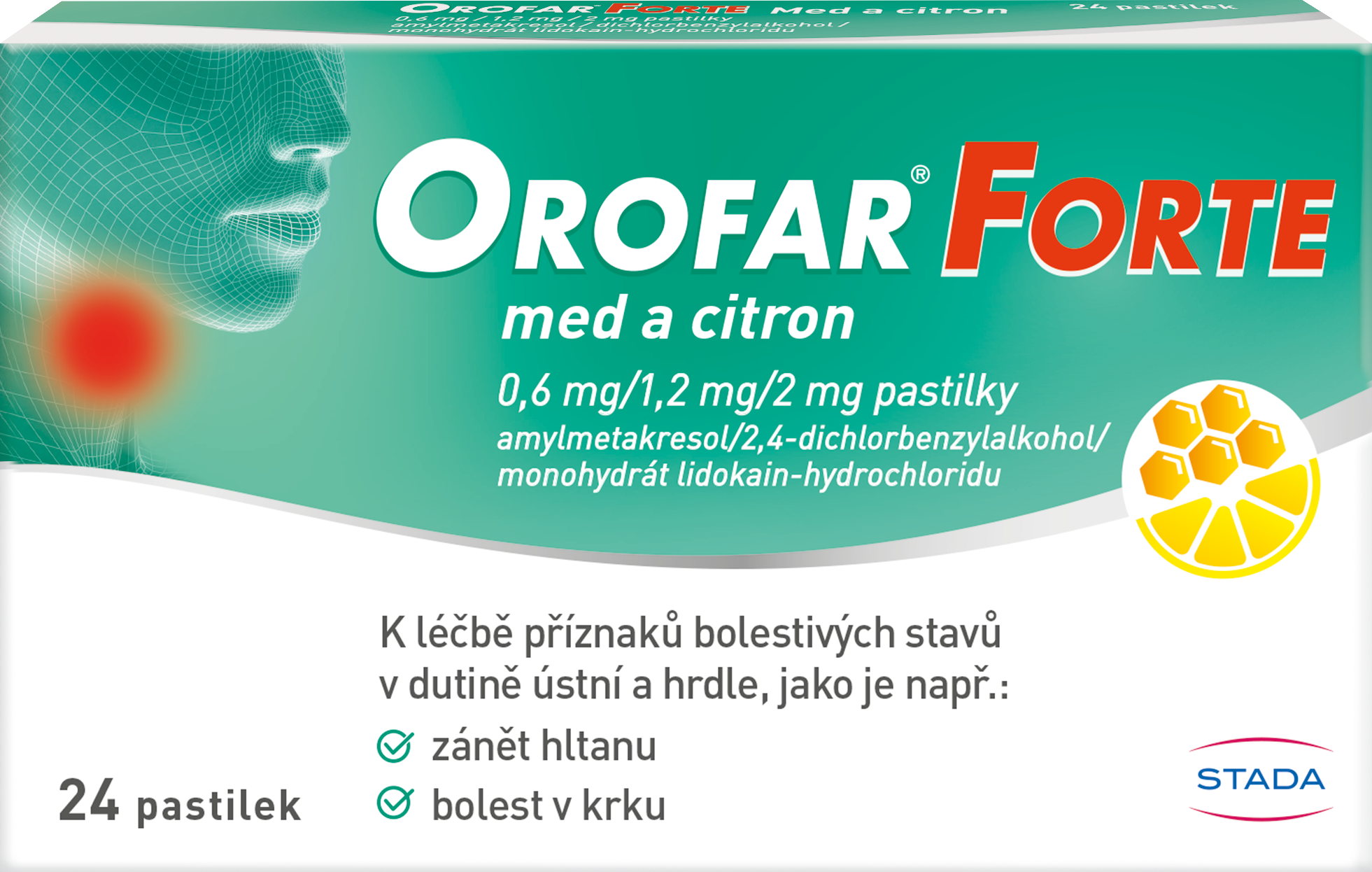 Levně Orofar Forte Med a Citron 0,6 mg/1,2 mg/2 mg 24 pastilek