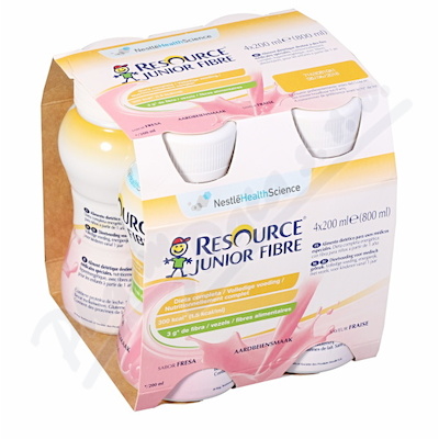 Levně Resource Junior Fibre Jahoda por.sol.4x200ml