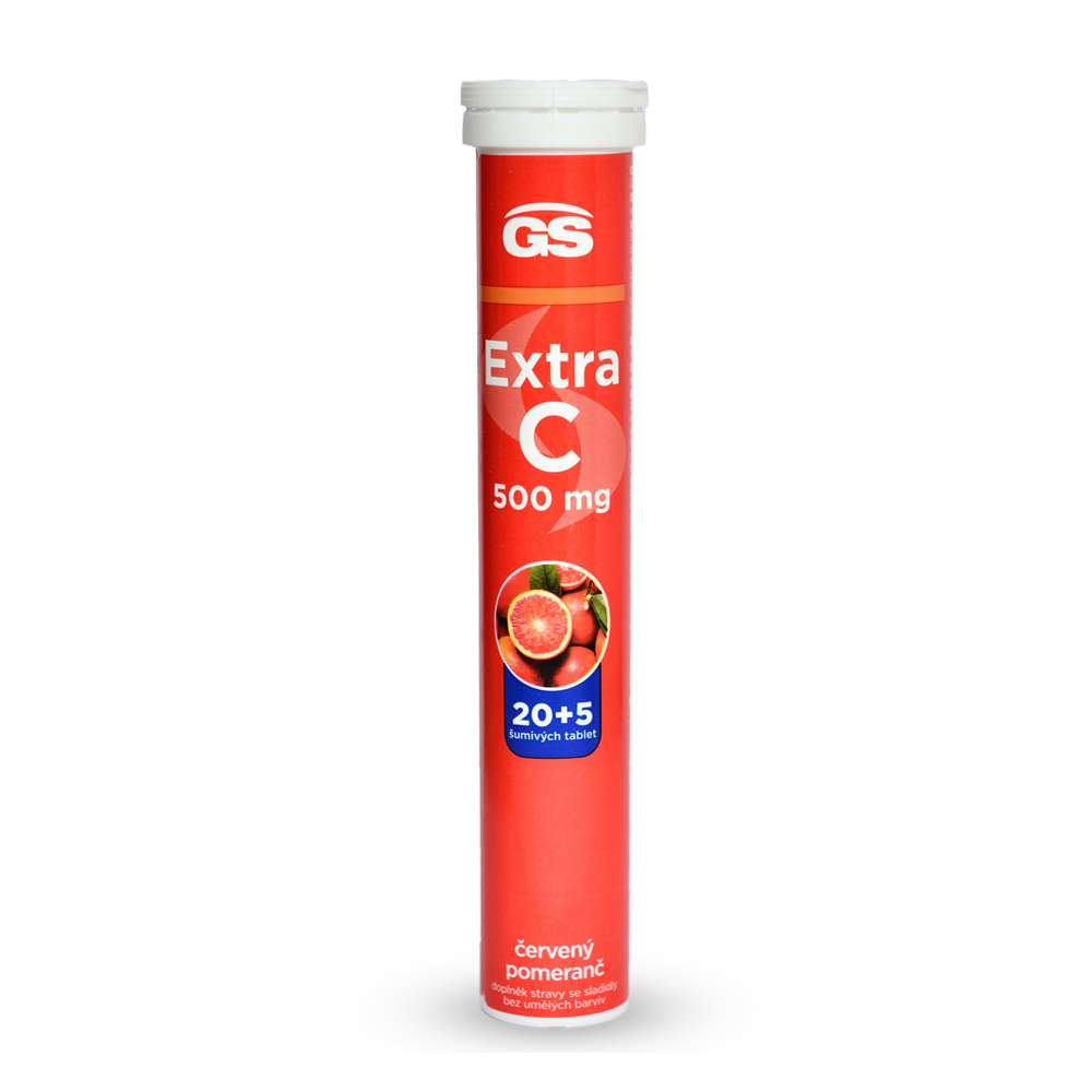 Levně GS Extra C 500 červený pomeranč, 20+5 šumivých tablet