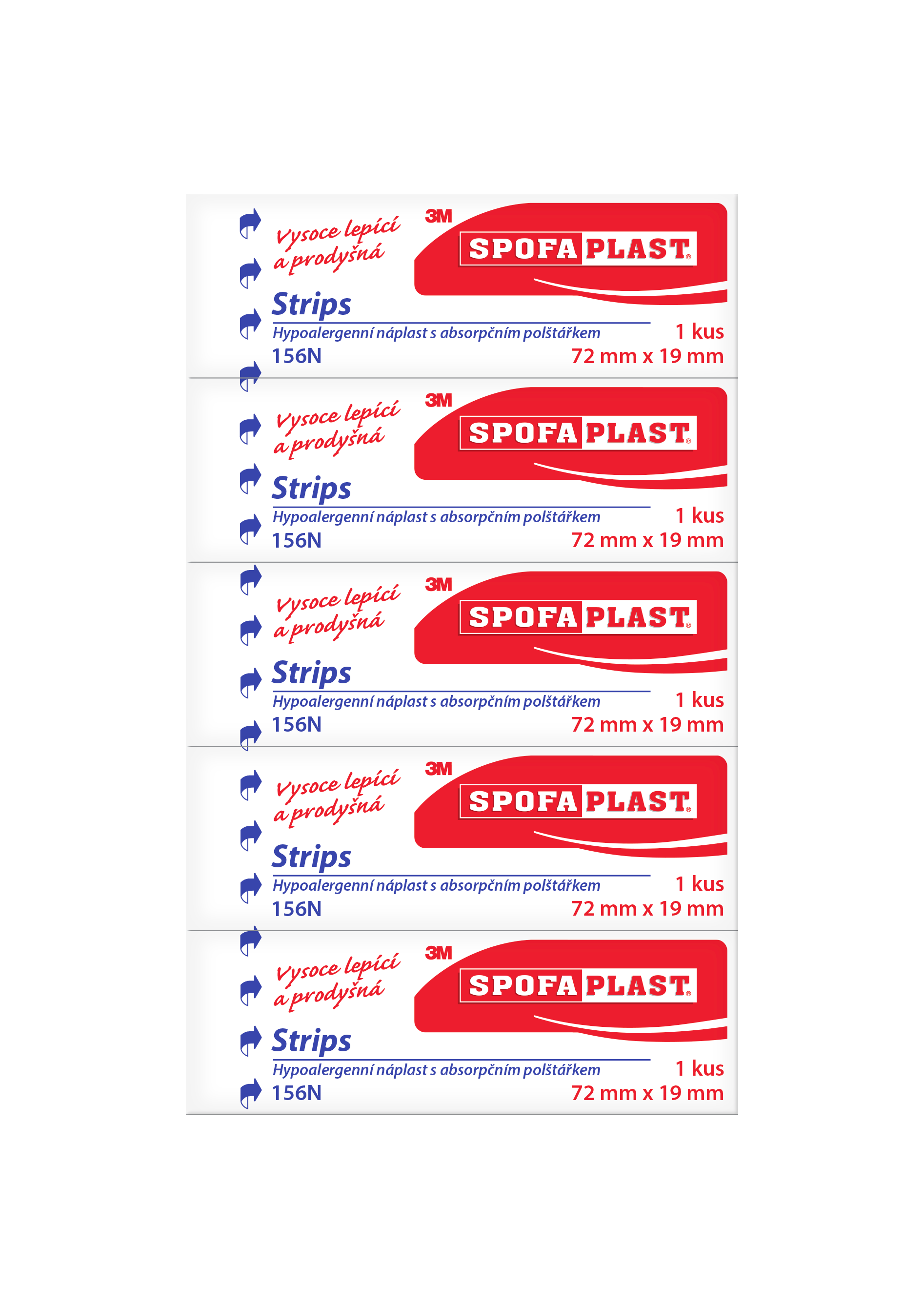 Levně 3M Spofaplast® Strips 156N, 72 mm × 19 mm, 5 ks