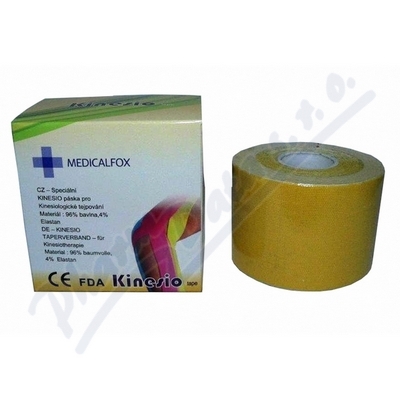 Levně FOX MUSCLE TAPE kinezi tejp.páska žlutá 5cmx5m