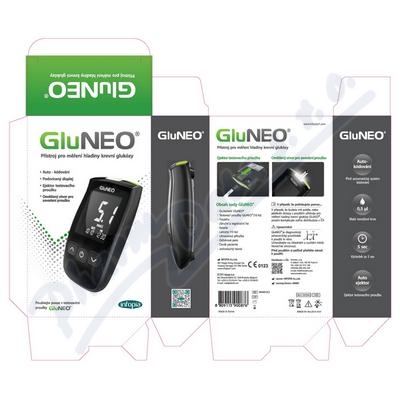 Levně Glukometr Gluneo-pouzd.+přístr.+prouž.+lancety+per