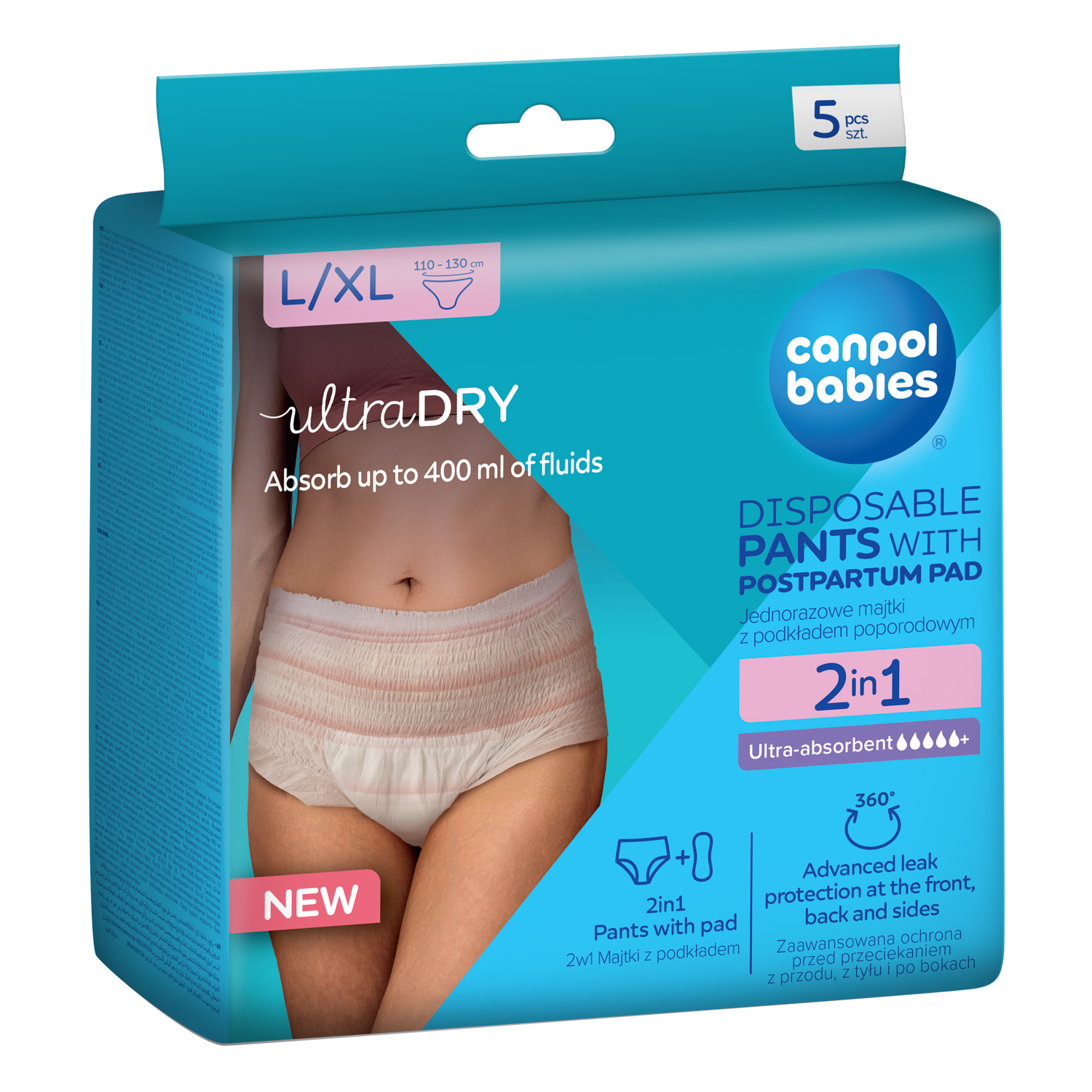 Levně Canpol babies Jednorázové poporodní kalhotky s vložkou L/XL 2v1 5ks