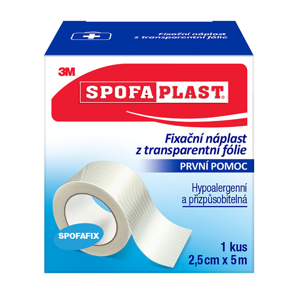 Levně 3M Spofaplast 432 Fixační náplast transparentní fólie 25mm x 5m
