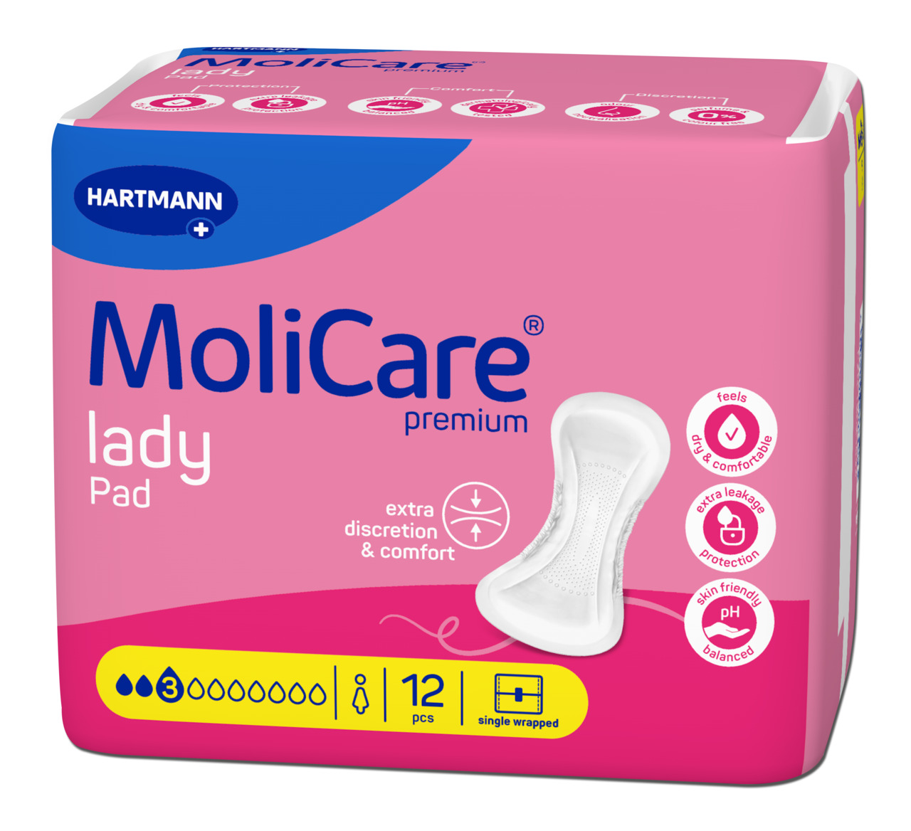 Levně MoliCare Lady Pad inkontinenční vložky 3 kapky 12ks