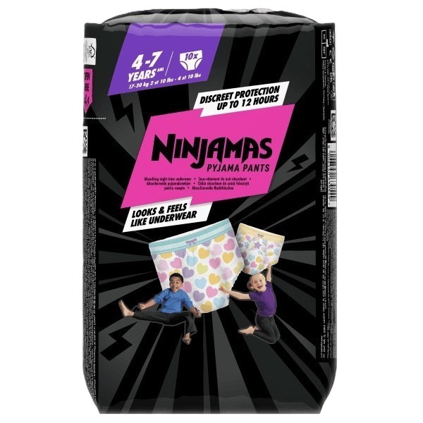 Levně Ninjamas Pyjama Pants plen.kalh.17-30kg Heart 10ks