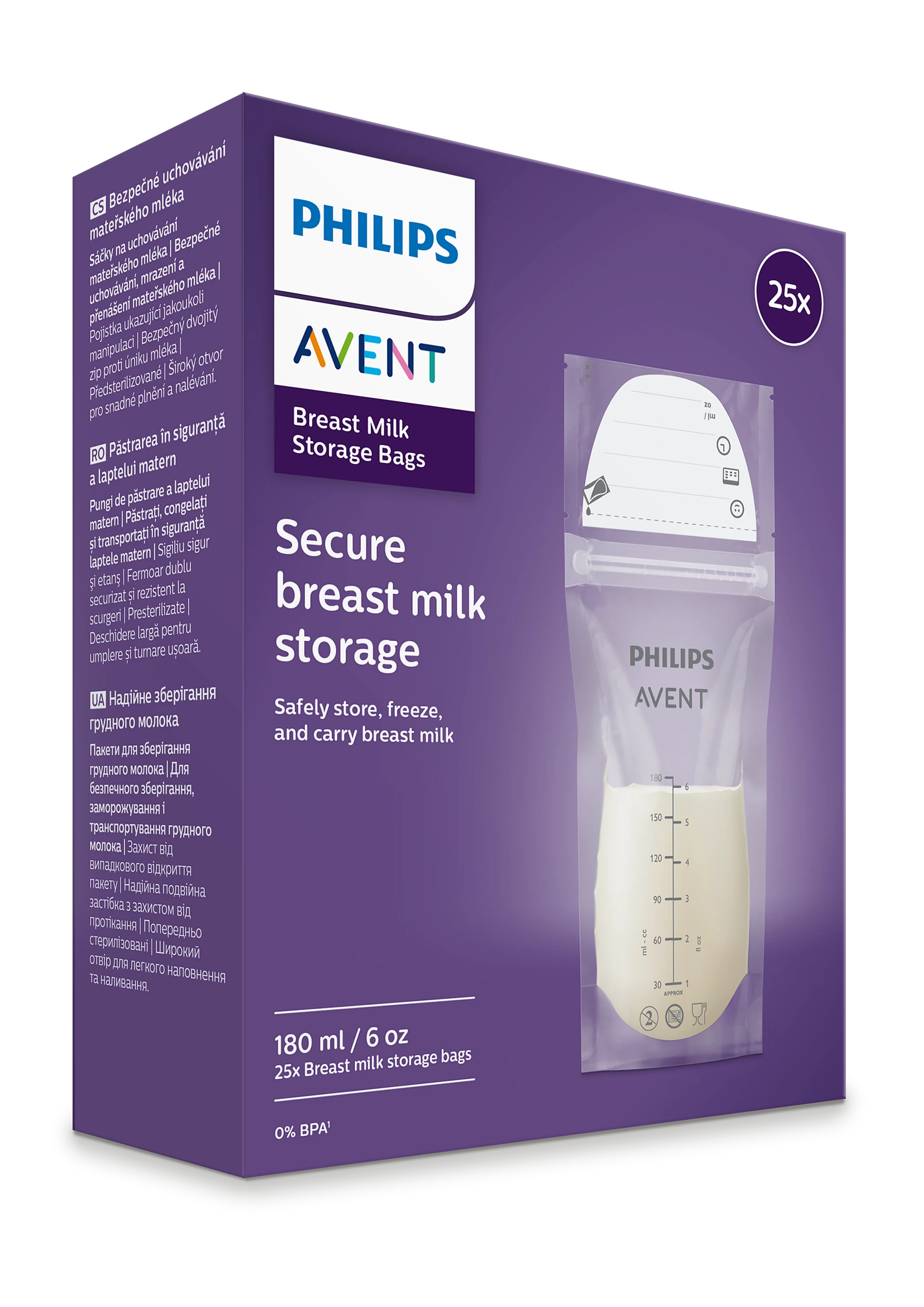 Levně Philips AVENT Sáčky na mateřské mléko 25x180ml