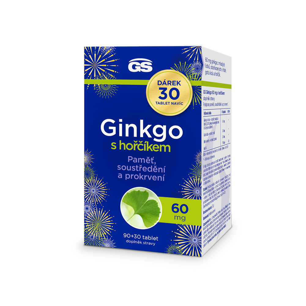 Levně GS Ginkgo 60mg s hořčíkem 90+30 tablet dárek