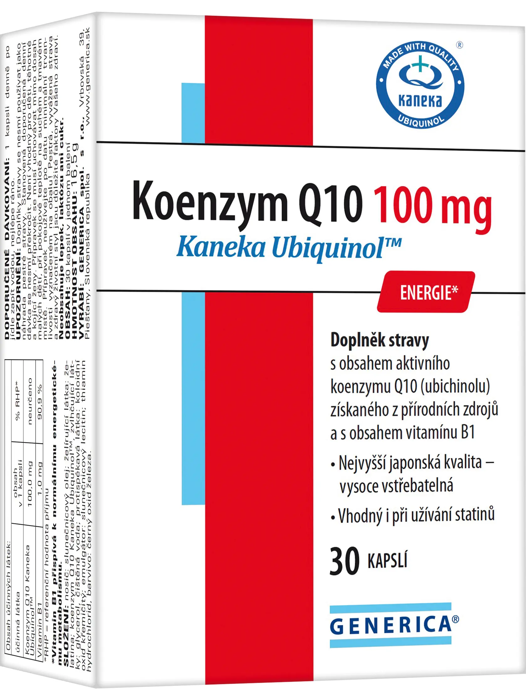 Levně Koenzym Q10 100mg Kaneka Ubiquinol cps.30