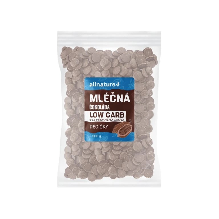 Levně Allnature Čokoláda mléčná pecičky LOW CARB 500g