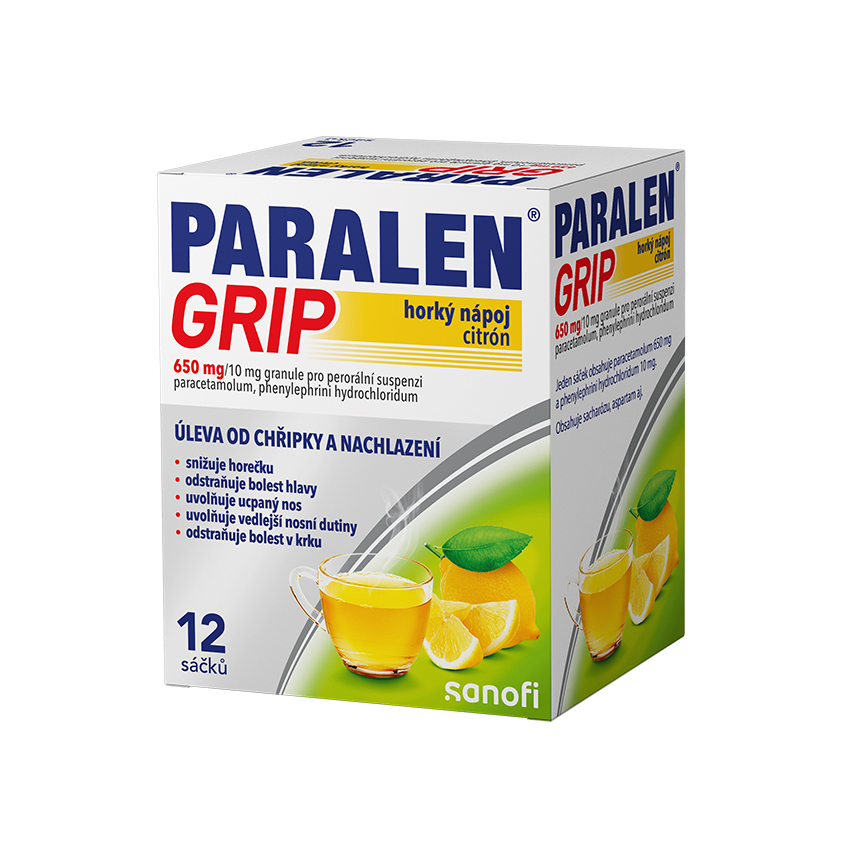 Levně Paralen Grip horký nápoj citrón 650/10mg 12 sáčků