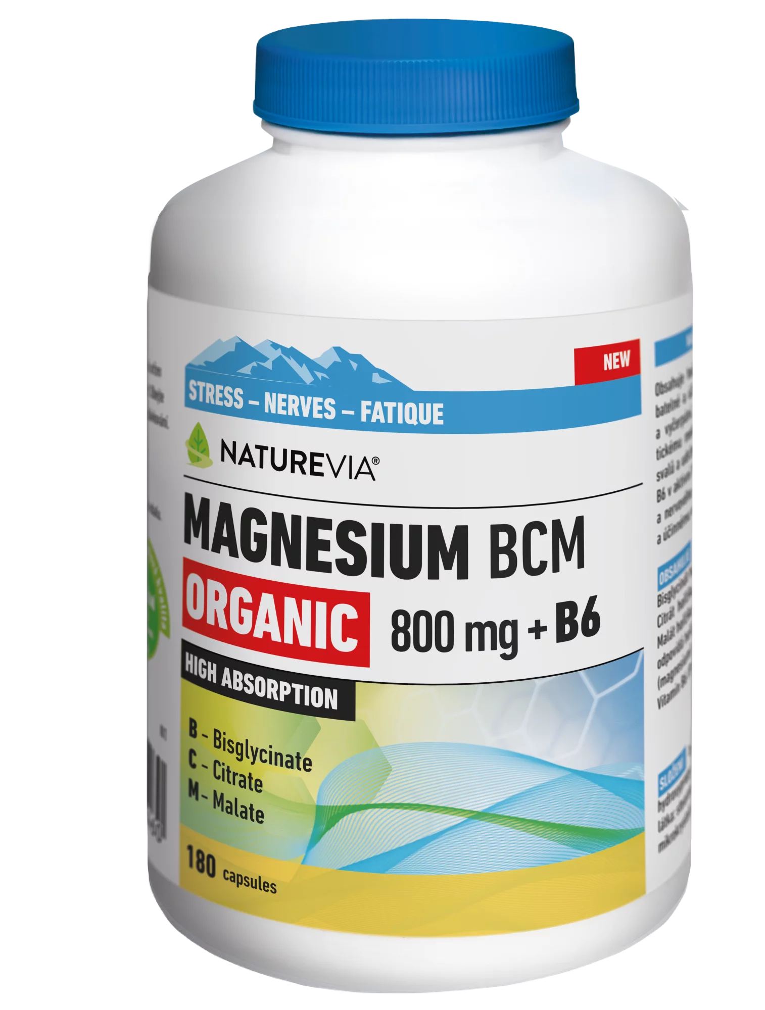 Levně NatureVia Magnesium Organic BCM 800mg +B6 cps.180