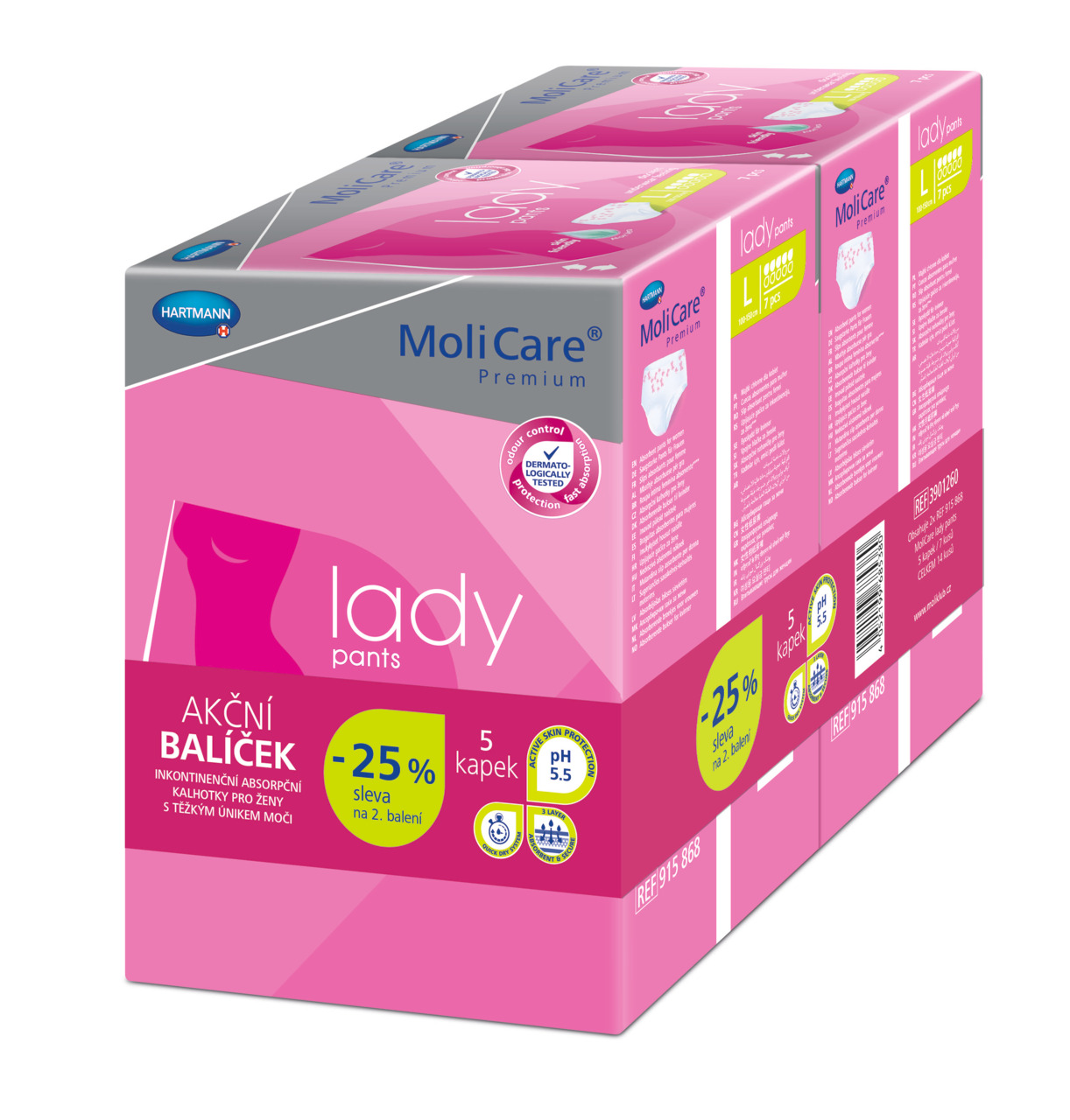 Levně MoliCare Lady Pants 5 kapek, velikost L, Duopack 2x7ks