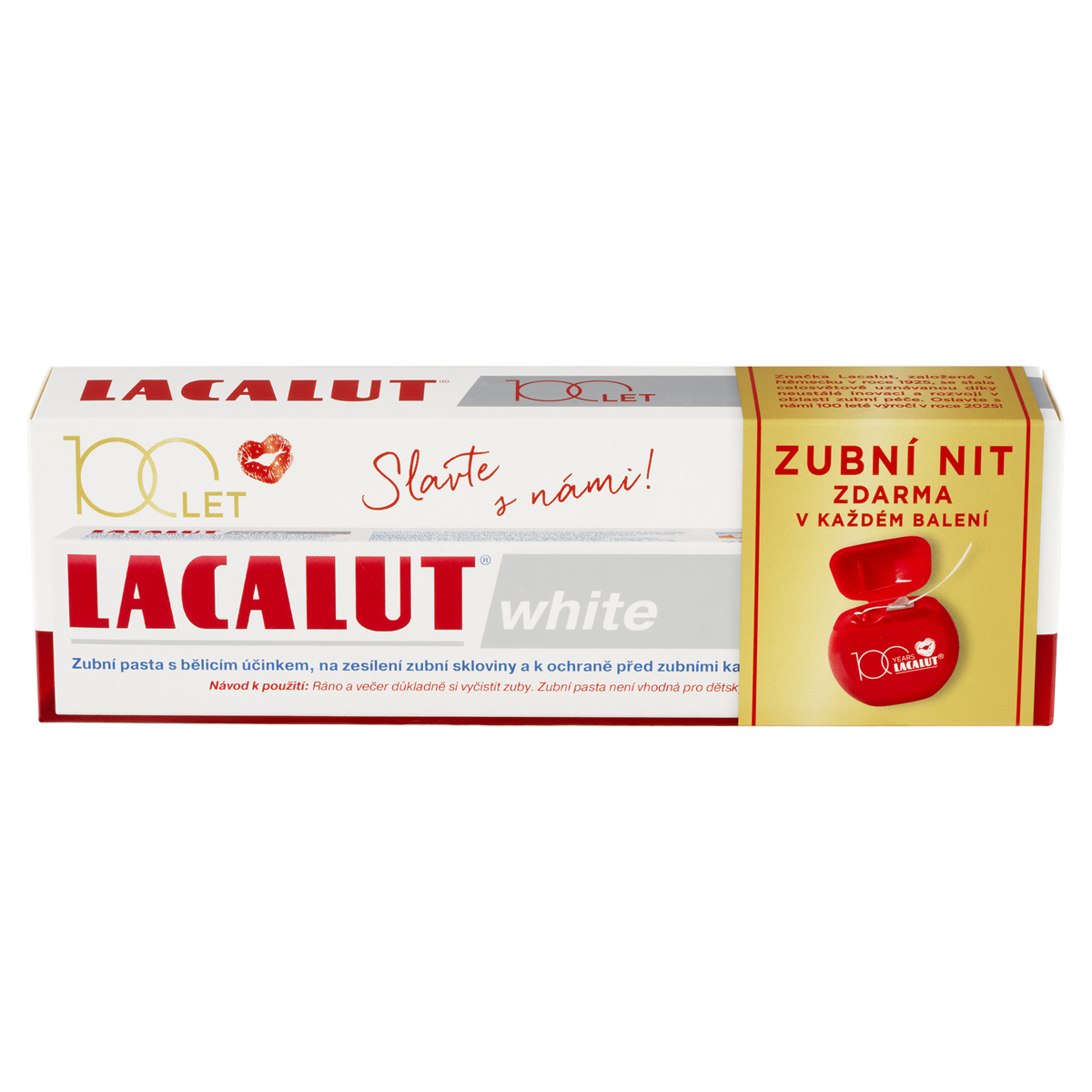 Levně Lacalut White zubní pasta 75ml+dentální nit zdarma