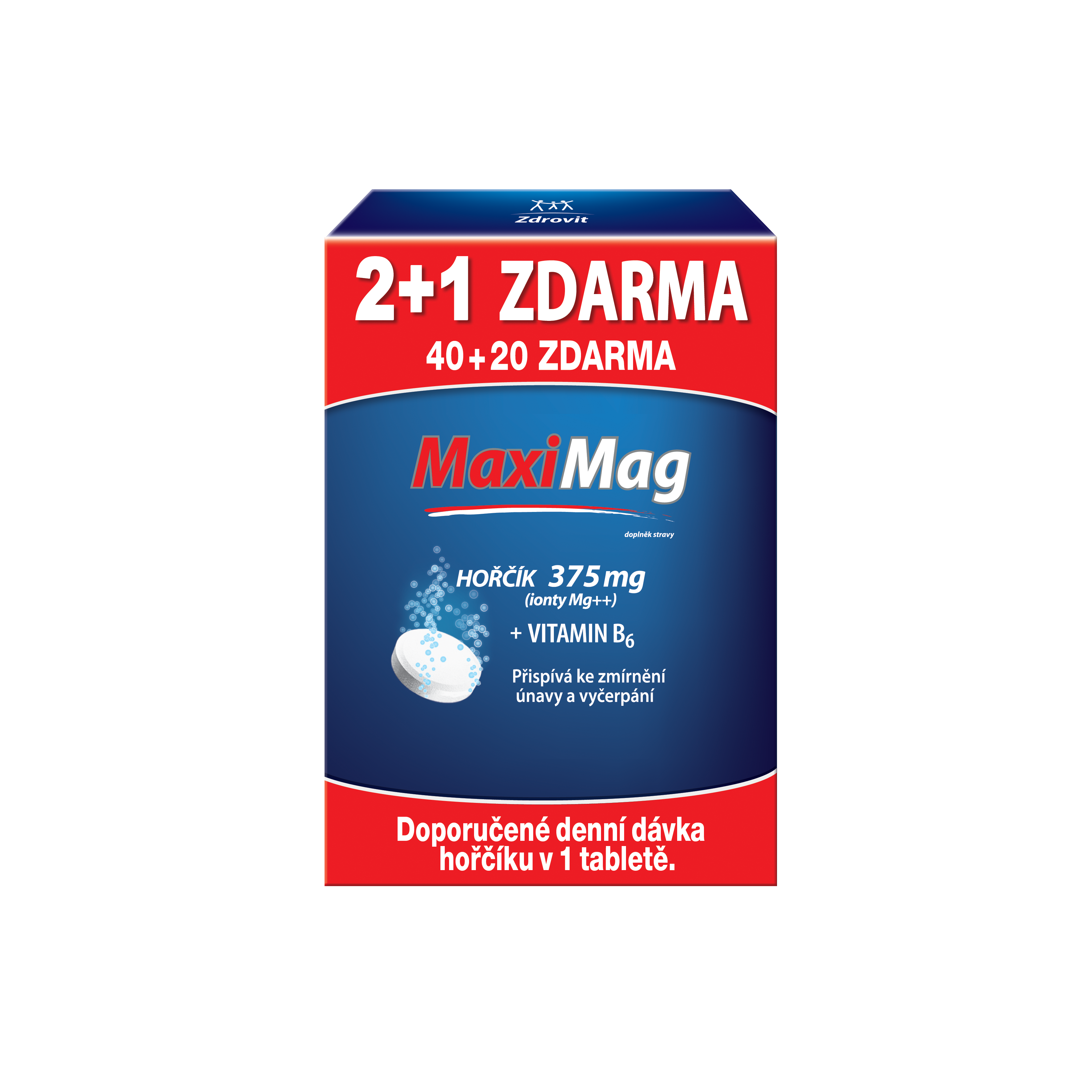 Levně MaxiMag Hořčík+B6 šumivé tbl.2+1 ZDARMA 3x20 tbl.