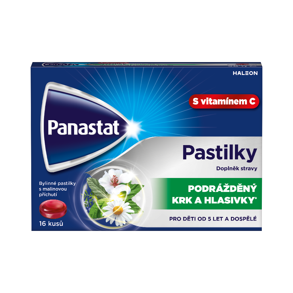 Levně Panastat bylinné pastilky s vitaminem C, příchuť malina 16ks