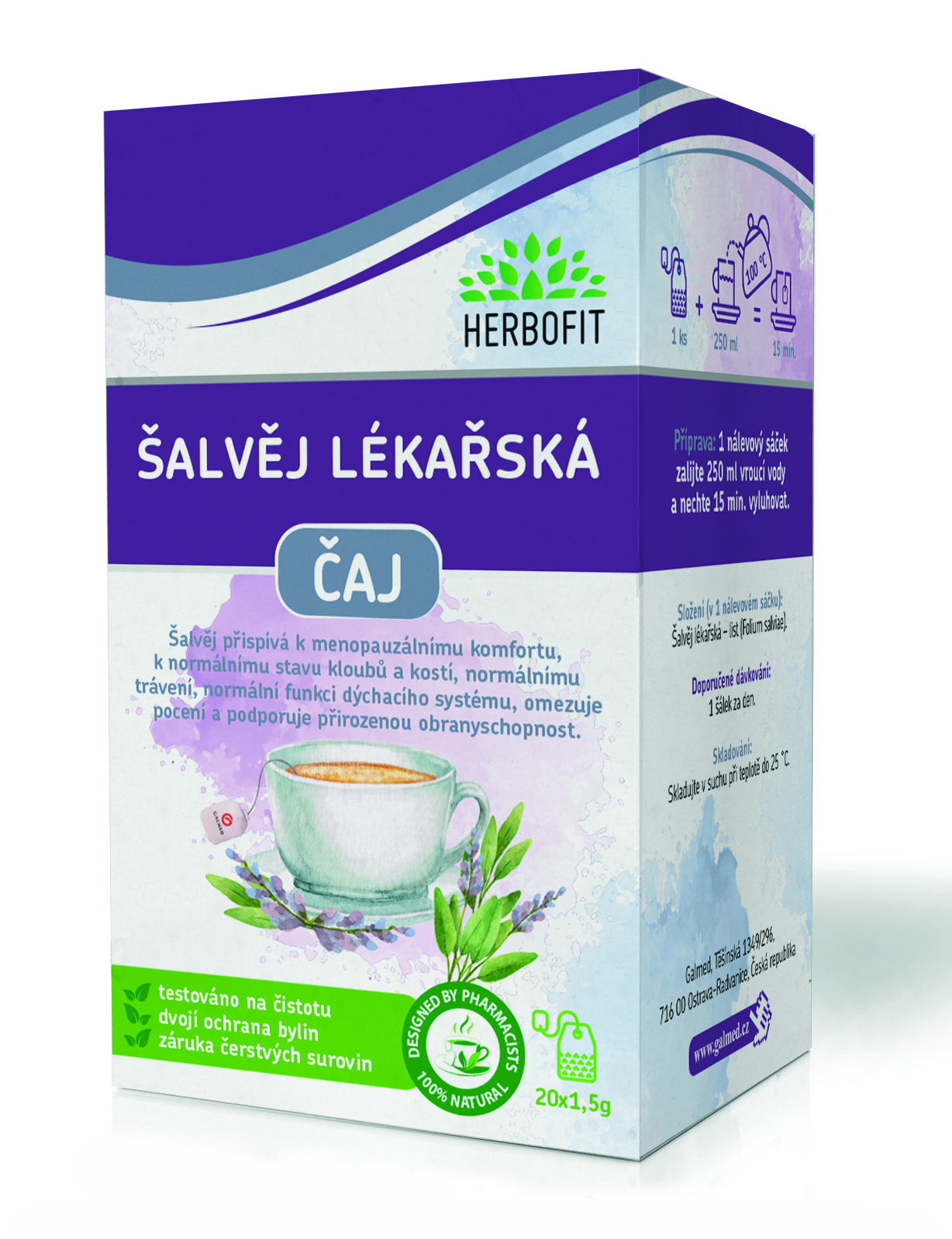 Levně Herbofit Bylinný čaj Šalvěj 20x1.5g