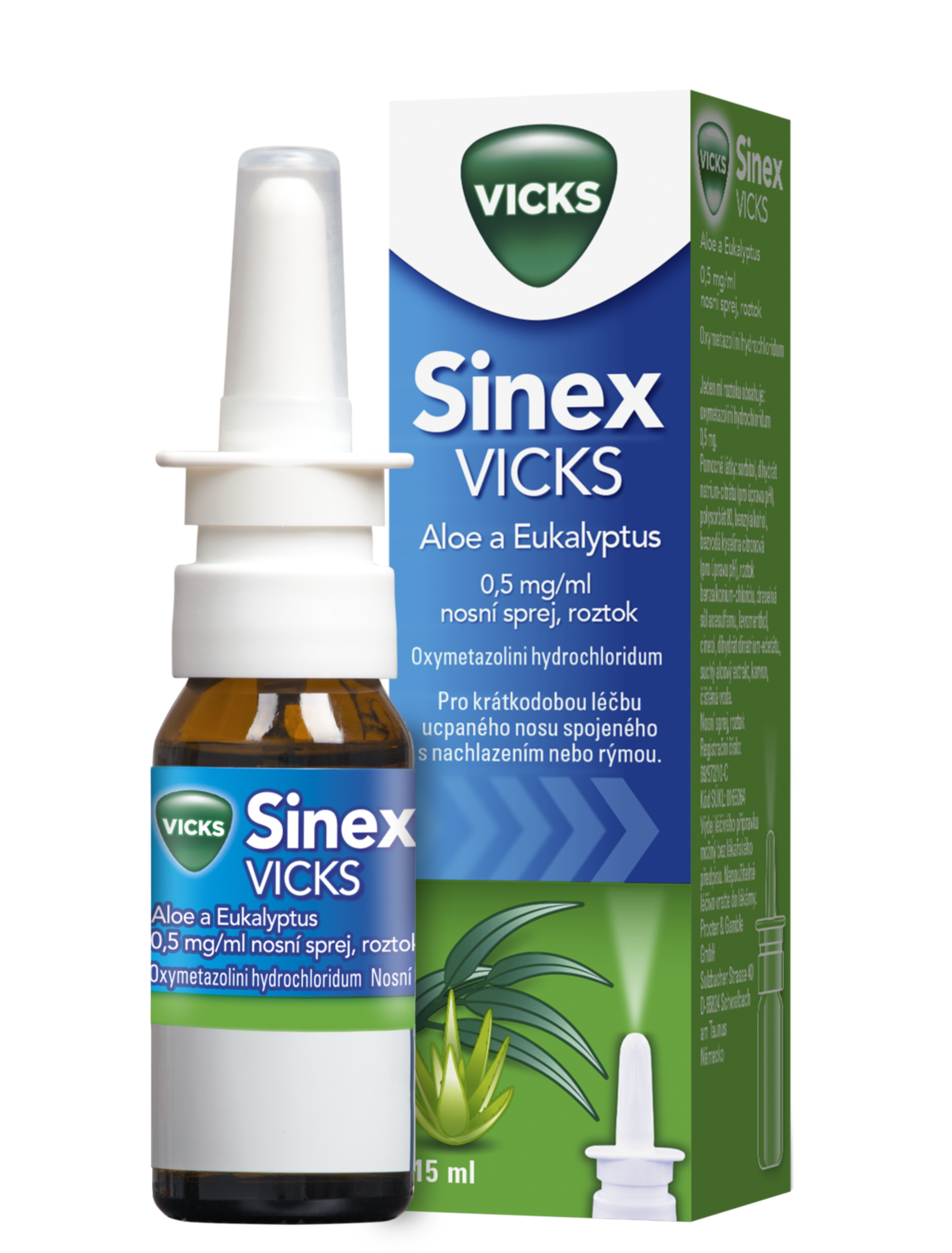 Levně Sinex Vicks aloe+eukal 0.5mg/ml nos.spr.1x15ml/7.5