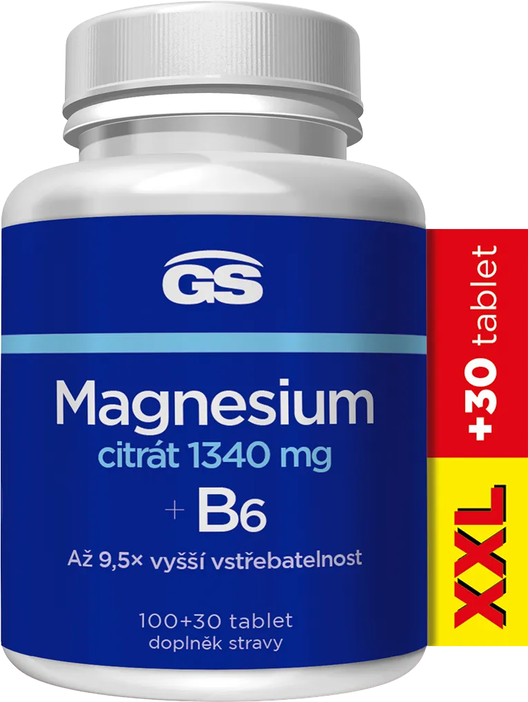 Levně GS Magnesium citrát 1340mg+B6 XXL 100+30 tablet