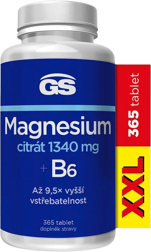 Levně GS Magnesium citrát 1340mg+B6 XXL 365 tablet