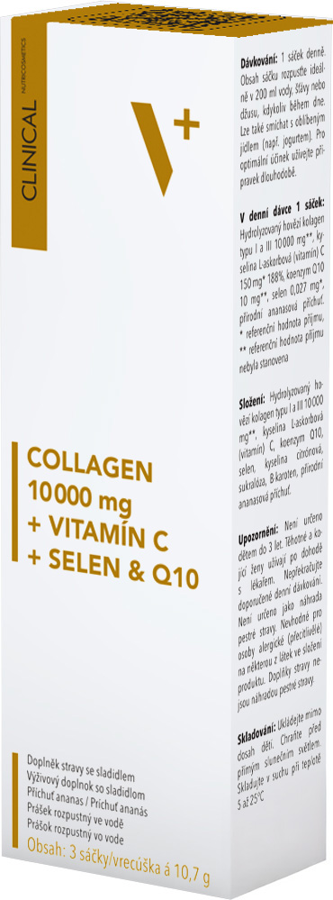 Levně Clinical Collagen 10 000 mg + vitamin C + selen a koenzym Q10 3x10.7g