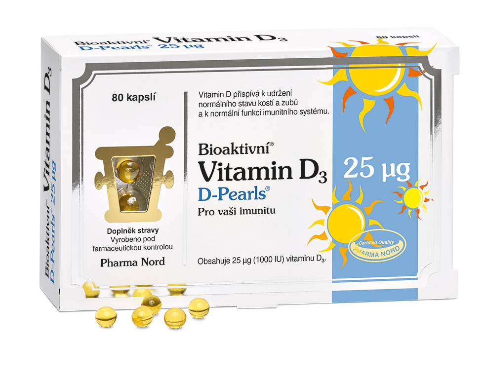 Levně Bioaktivní Vitamin D3 D-Pearls 25mcg 80 kapslí