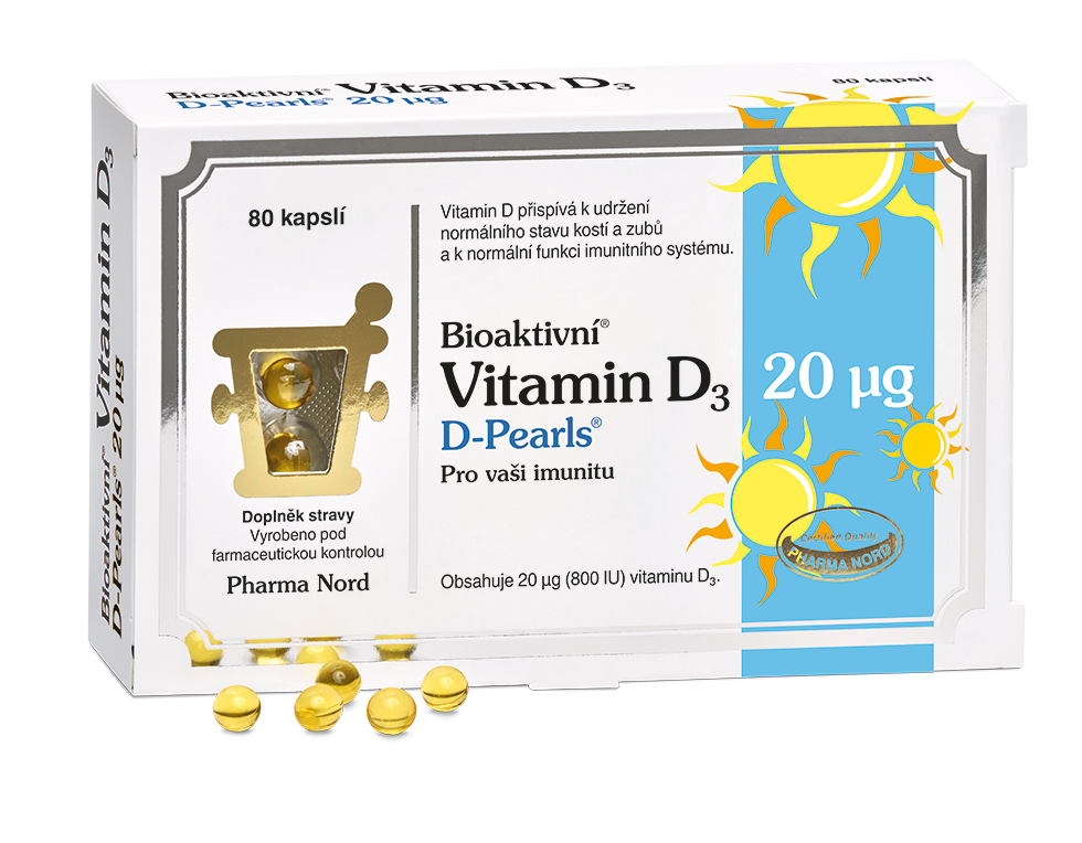 Levně Bioaktivní Vitamin D3 D-Pearls 20mcg 80 kapslí