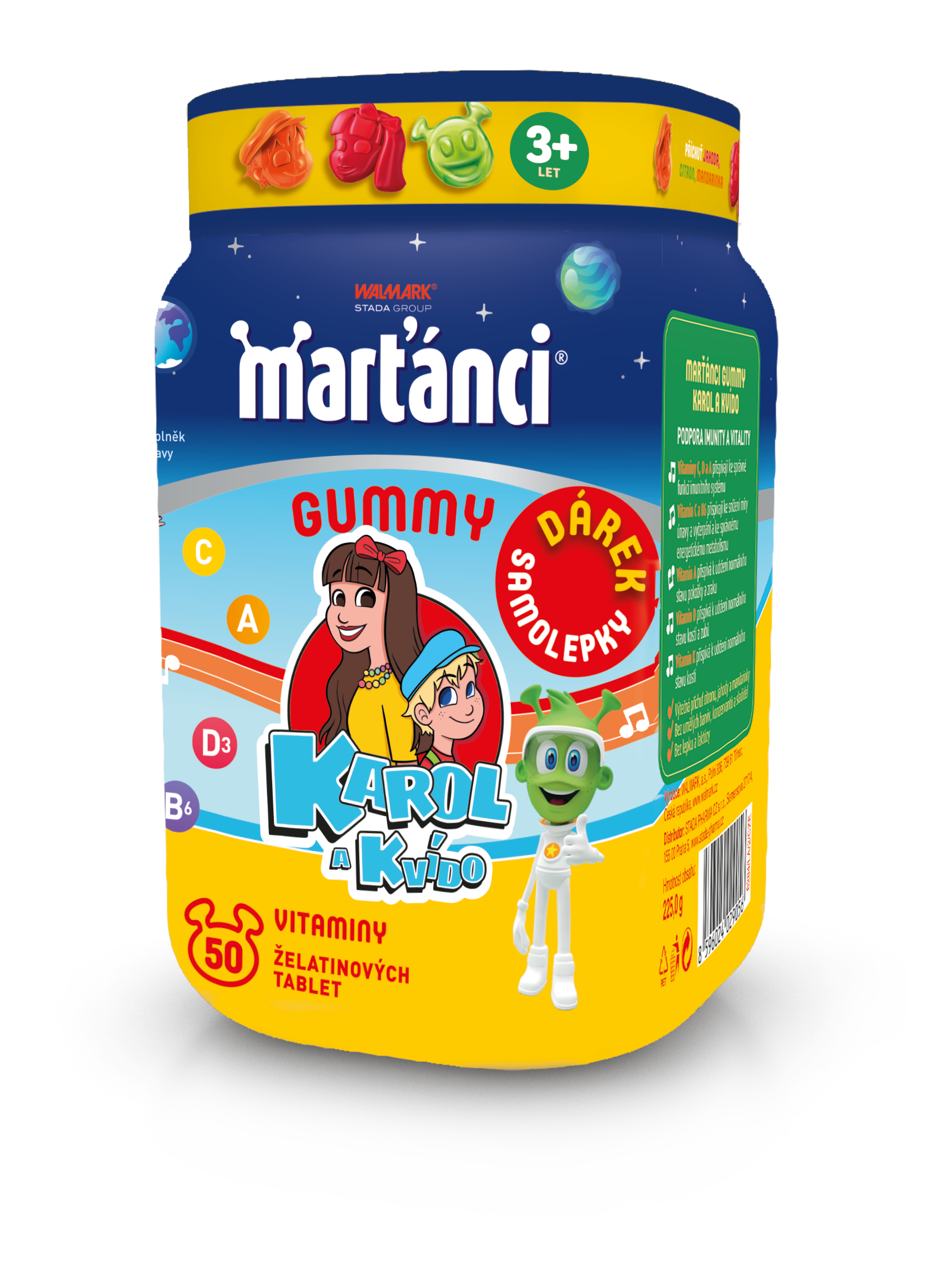 Levně Marťánci Gummy Karol a Kvído 50 tablet + samolepky