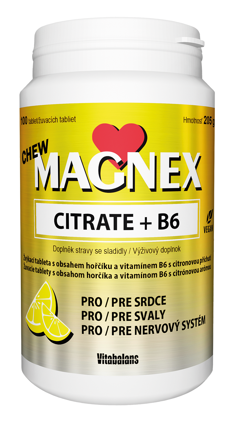 Levně Magnex Citrate 375mg+B6 chew 100 tablet