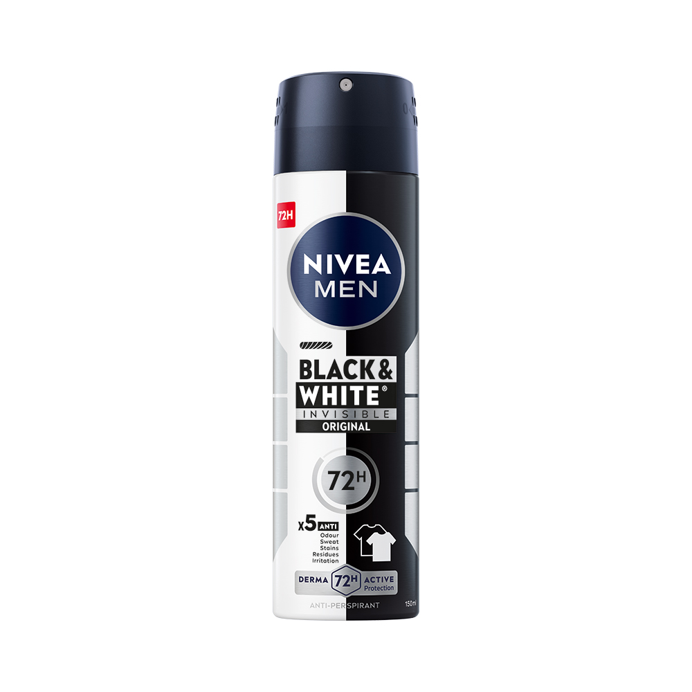 Levně NIVEA MEN Sprej antiperspirant pro muže Black&White Invisible Original 150ml