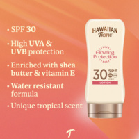 Hawaiian Tropic Glowing Protection Lotion SPF 302. Y302227400 Bullet Point Image
