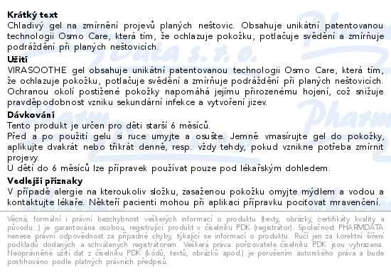 Příbalový leták - ViraSoothe chladivý gel 50g