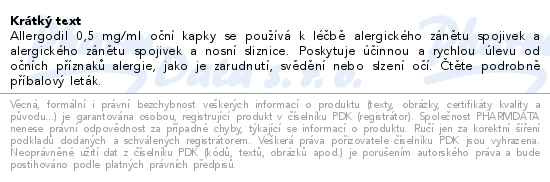 Příbalový leták - Allergodil 0.5mg/ml opht.gtt.sol.1x6ml