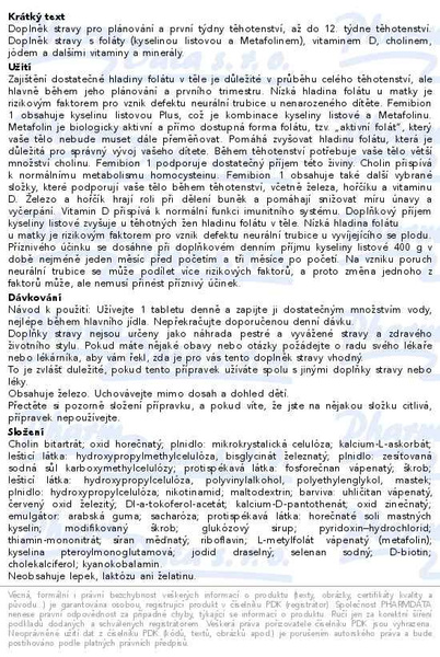 Příbalový leták - Femibion 1 Plánování a první týdny těhoten. tbl.28