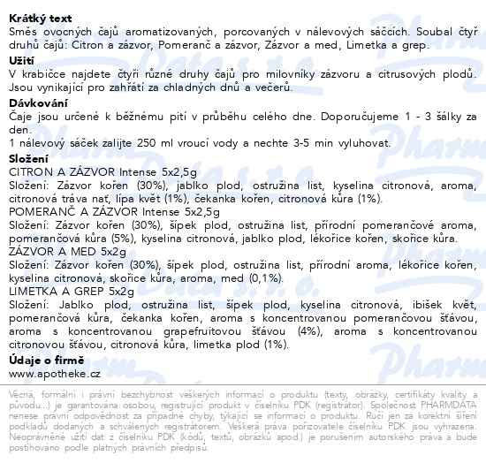 Příbalový leták - Apotheke Premier Zázvorovo citrusové čaje 20 sáčků