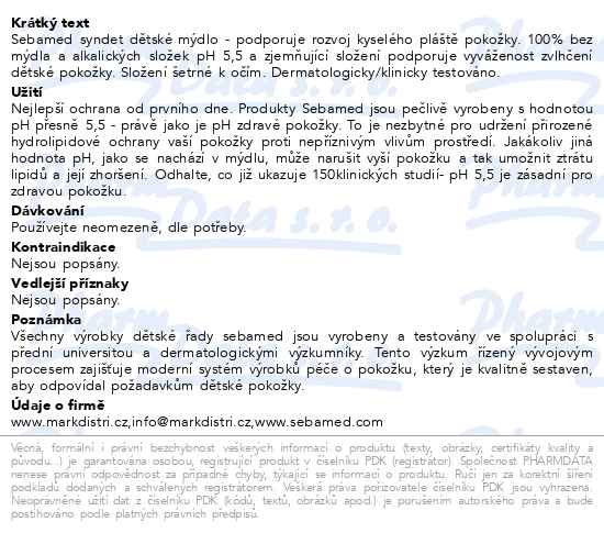 Příbalový leták - SEBAMED Dětský syndet 100g