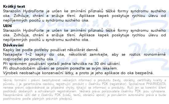 Příbalový leták - Starazolin HydroForte 10ml