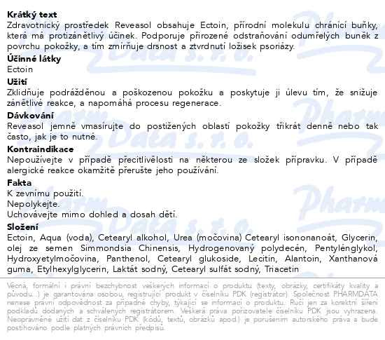 Příbalový leták - Reveasol krém 30ml