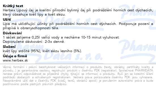 Příbalový leták - HERBEX Lipový čaj n.s.20x1.5g