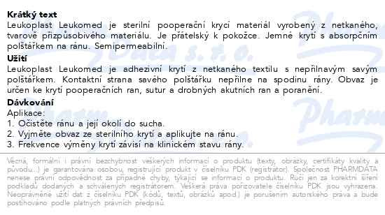 Příbalový leták - Leukoplast Leukomed netkané krytí s polštářkem 5x7.2cm 5ks
