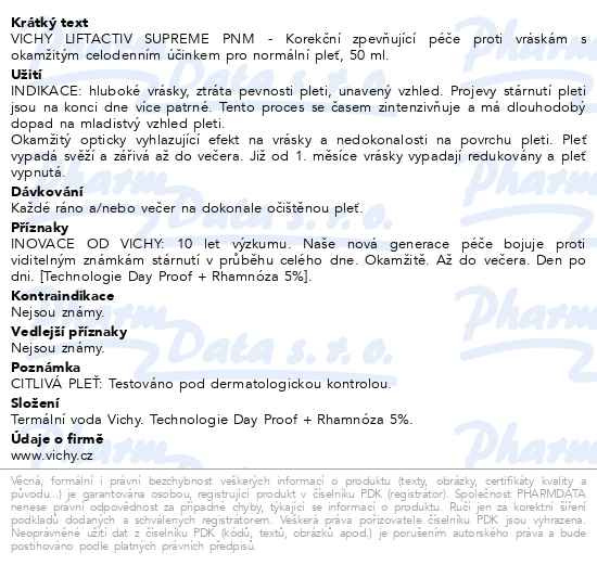 Příbalový leták - VICHY LIFTACTIV Hyaluronic Specialist H.A. denní krém normální a smíšená pleť 50ml