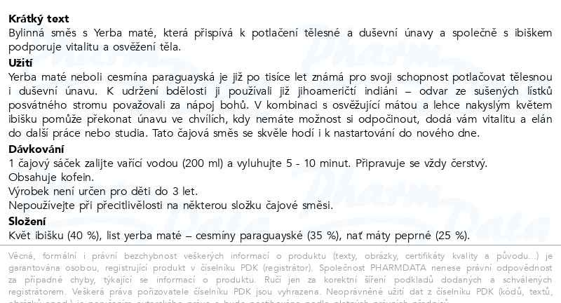 Příbalový leták - LEROS Bylinková energie 20x2g