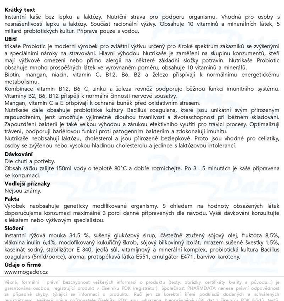 Příbalový leták - Nutrikaše probiotic se švestkami 180g (3x60g)